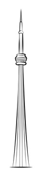 Cn tower black and white clipart