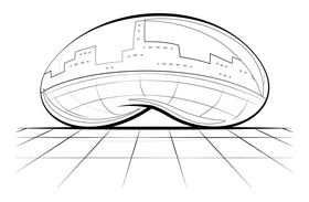 Cloud gate black and white clipart