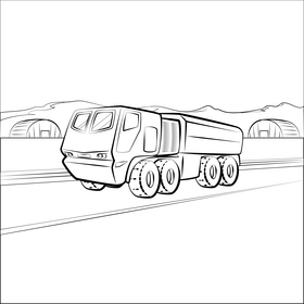 Armored vehicle black and white vector