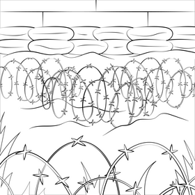 Barbed wire black and white vector