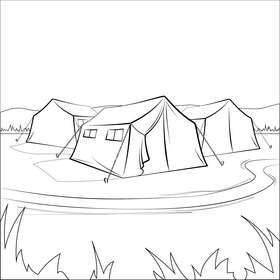 Army tent black and white vector