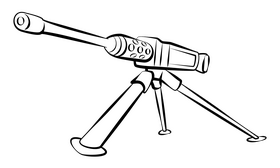Machine gun black and white clipart