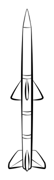 Medium range missile black and white clipart