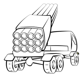 Missile launcher truck black and white clipart