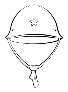 Japanese steel helmet black and white clipart