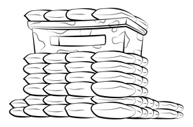 Sandbag bunker black and white clipart