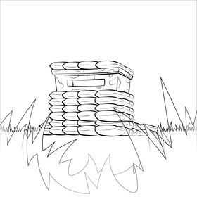 Sandbag bunker black and white vector
