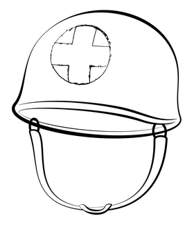 Medic helmet black and white clipart