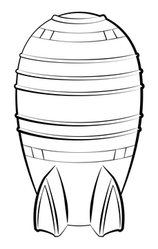 Nuclear bomb black and white clipart