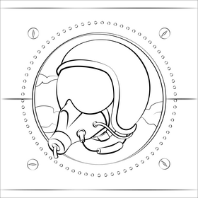 Pilot helmet black and white vector