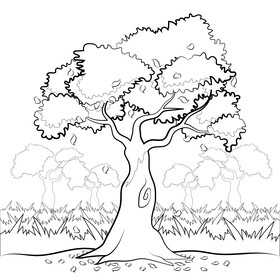 Autumn tree black and white vector