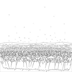 Meadow drawing black and white vector
