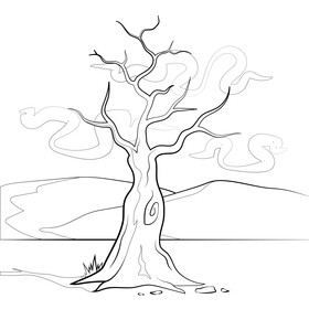 Leafless tree black and white vector