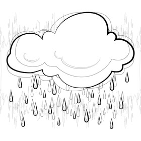 Rain cloud black and white vector