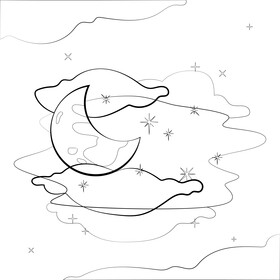 Night sky drawing black and white vector