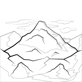 Rocky mountain drawing black and white vector