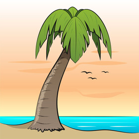 Beach palm tree scene vector