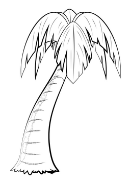 Cartoon palm tree black and white clipart