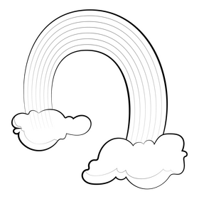 Rainbow drawing black and white clipart