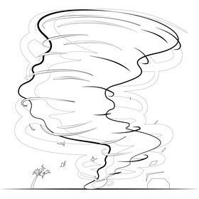 Tornado scene black and white vector