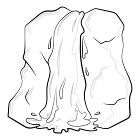 Waterfall black and white clipart