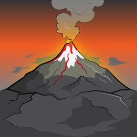 Volcano eruption scene vector