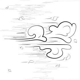 Wind scene drawing black and white vector