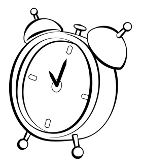 Alarm clock black and white clipart