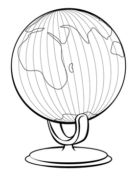 Globe black and white clipart