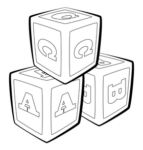 Letter blocks black and white clipart