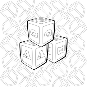 Letter blocks black and white vector