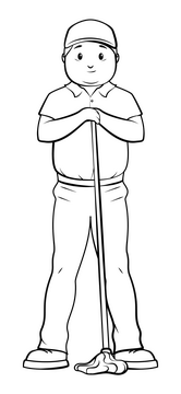 Janitor black and white clipart