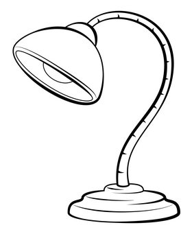 Table lamp black and white clipart
