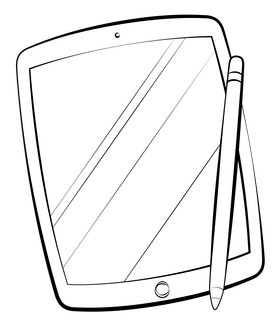 Ipad black and white clipart