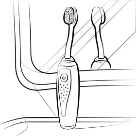 Electric toothbrush black and white vector