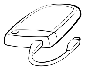 Portable hard drive black and white clipart