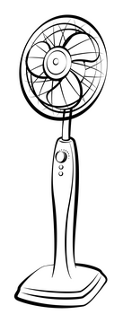 Pedestal fan black and white clipart
