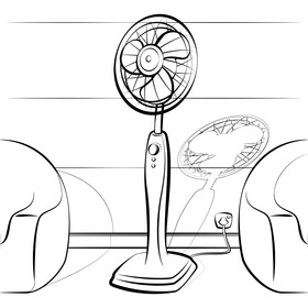 Pedestal fan black and white vector