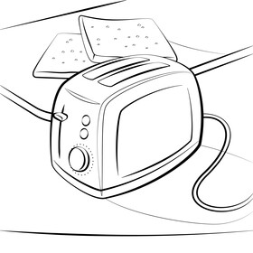 Toaster black and white vector