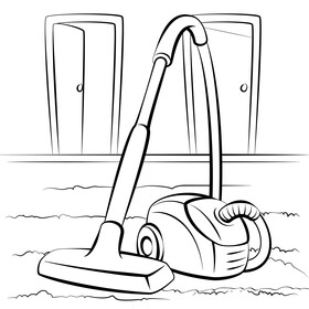 Vacuum cleaner black and white vector
