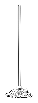 Mop drawing black and white clipart