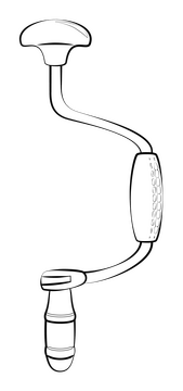 Hand brace drill drawing black and white clipart