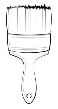 Paint brush drawing black and white clipart