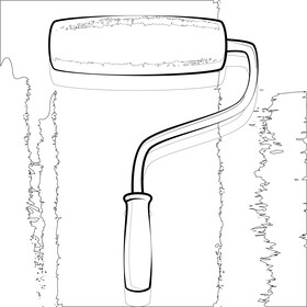 Paint roller brush black and white vector