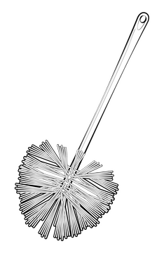 Toilet brush drawing black and white clipart