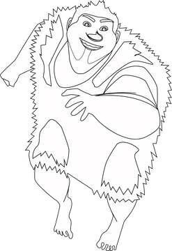 Grug the Croods drawing black and white clipart
