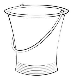 Steel bucket drawing black and white clipart