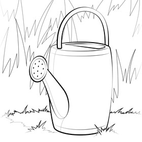 Watering can black and white vector