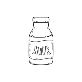 Milk drawing black and white clipart