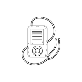 Music player drawing black and white clipart